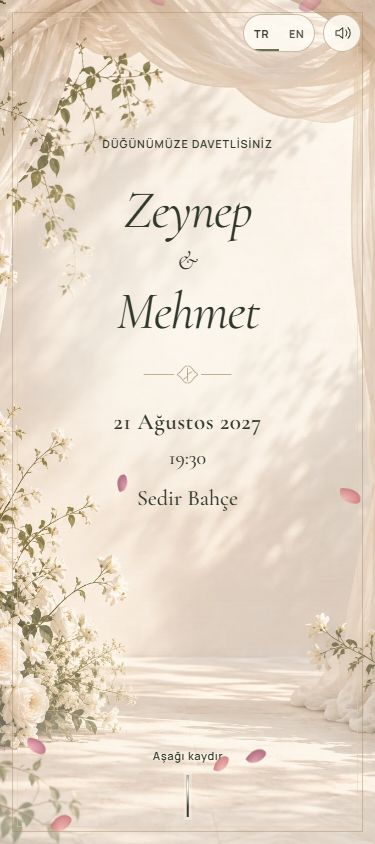 Zeynep ve Mehmet'in düğün davetiyesi