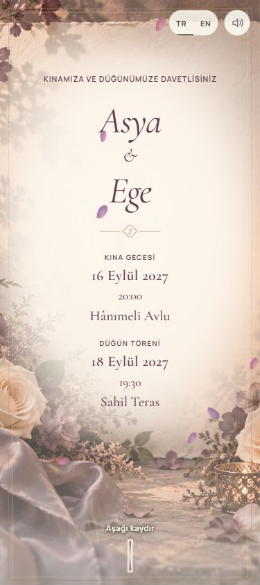 Asya ve Ege'nin kına ve düğün davetiyesi