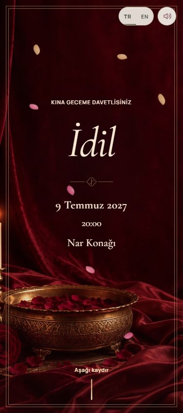 İdil'in bordo renkli kına davetiyesi